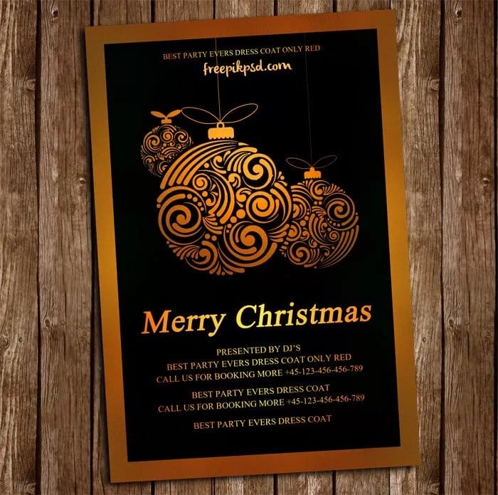 Free Gold Christmas Flyer PSD