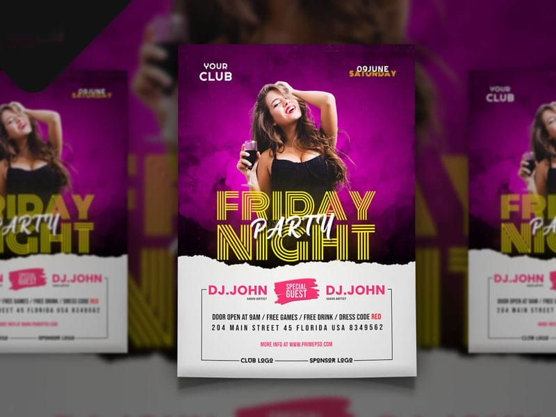 Friday Night Party Flyer Template PSD