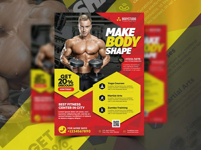 Gym And Fitness Ad Flyer Template