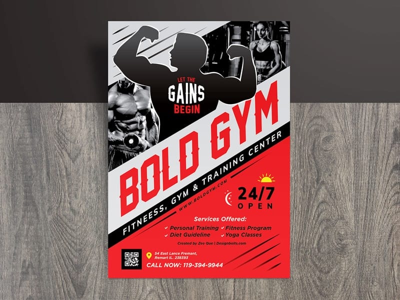 Gym Body Training Fitness Flyer Design Template