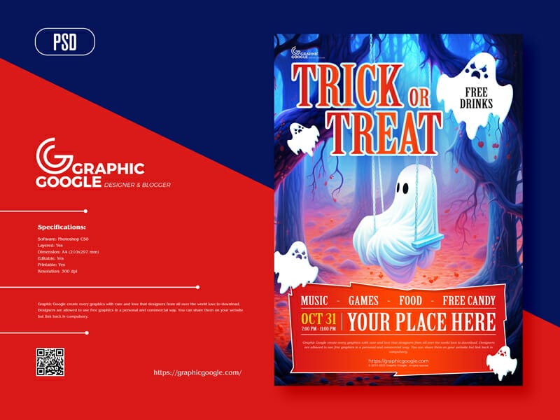 Halloween Trick Or Treat Flyer Design Template