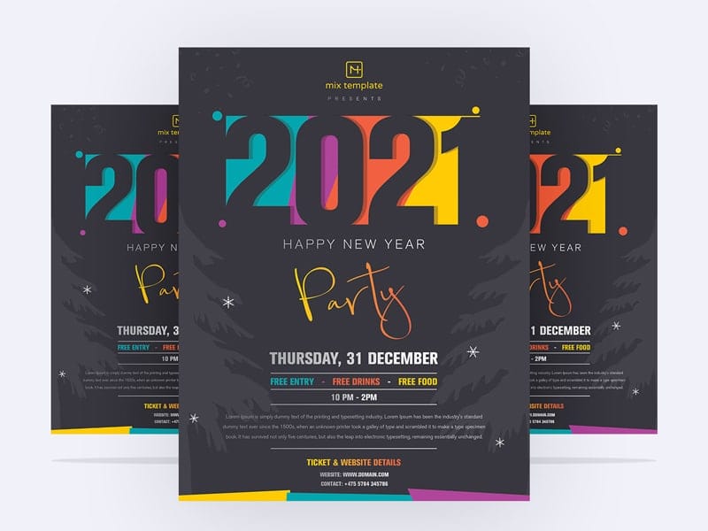 Happy New Year 2021 Party Flyer Template