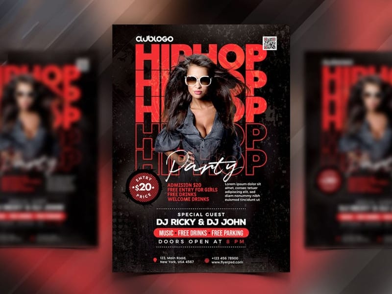 Hip Hop Music Party Flyer PSD
