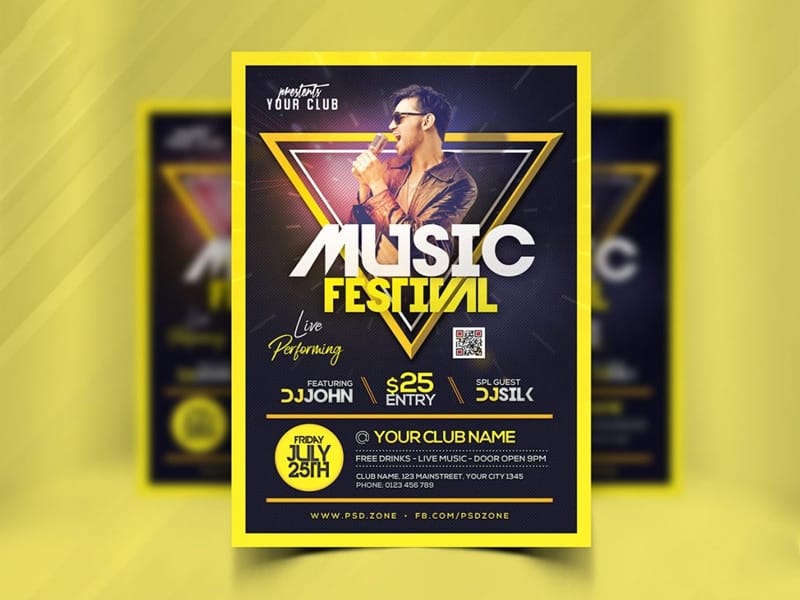 Live Music Festival Flyer Template PSD