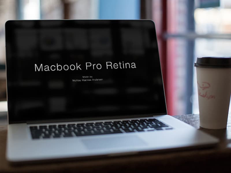 Macbook Cafe Mock Up PSD