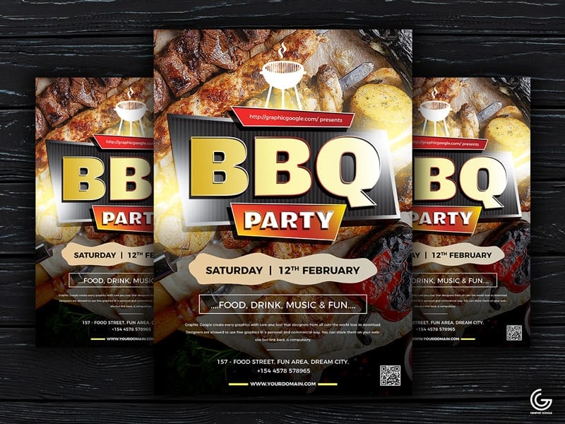 Modern BBQ Party Flyer Template