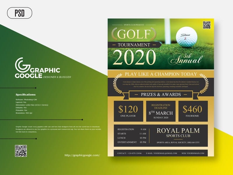 Modern Golf Tournament Flyer Template