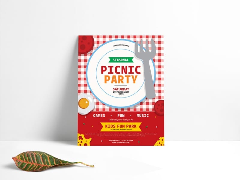 Modern Picnic Party Flyer Template PSD
