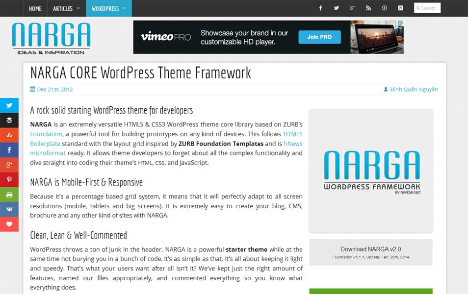 NARGA CORE WordPress Theme Framework