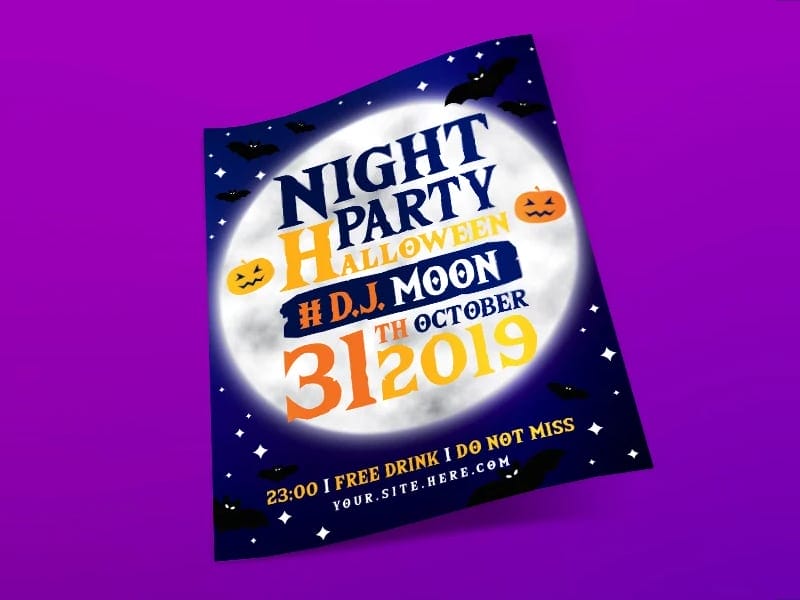 Night Halloween Party Flyer PSD