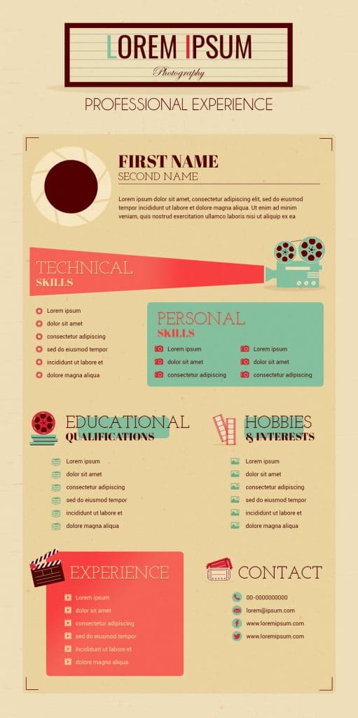 Photographer Resume Infographic Template
