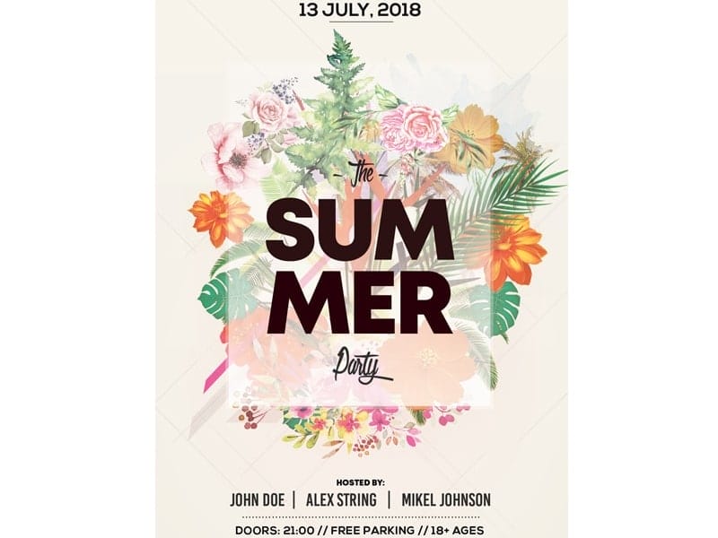 Summer Floral Flyer Template PSD