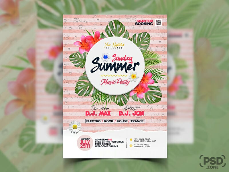 Sunday Summer Music Party Flyer