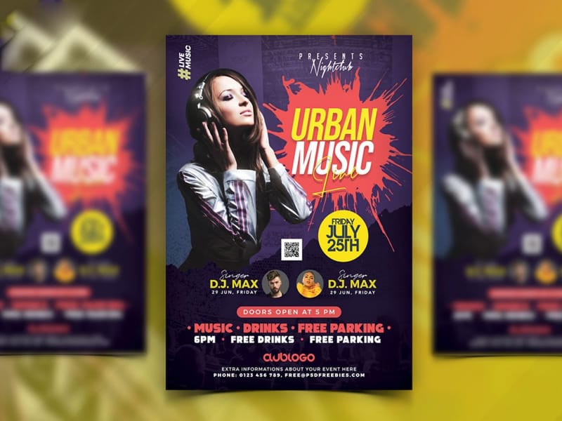 Urban Live Music Concert Poster Flyer Template