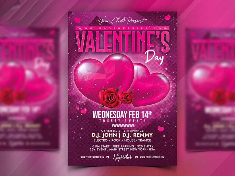 Valentines Day Celebration Flyer PSD