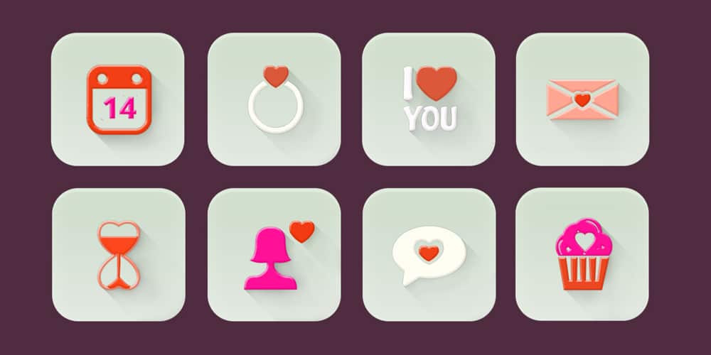 Valentines Day Icons PSD