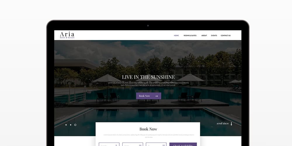 Aria Free Hotel and Resort Booking Template PSD