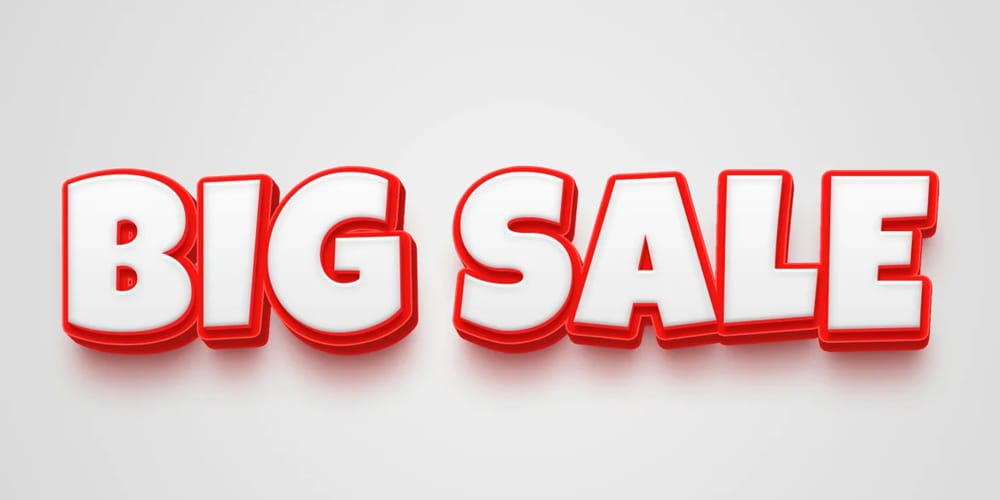 Big Sale 3D Text Effect PSD