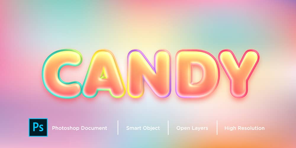 Latest Free Photoshop Text Styles & Effects 204 Candy Text Effect