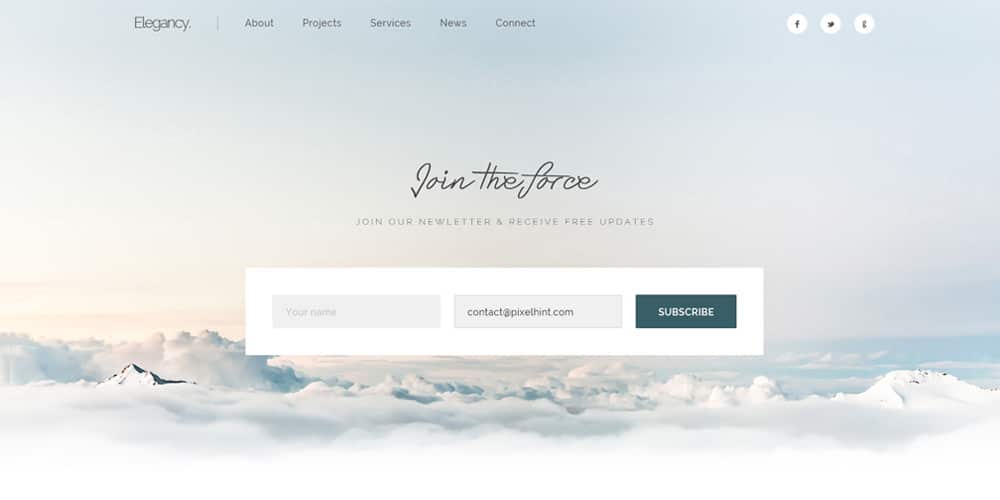  Elegancy Free Single Page Web Template PSD