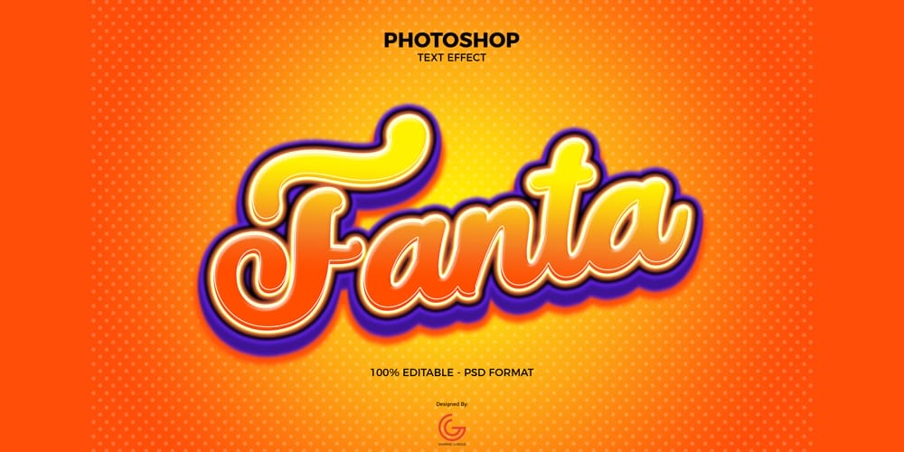 Latest Free Photoshop Text Styles & Effects 125 Fanta Text Effect PSD