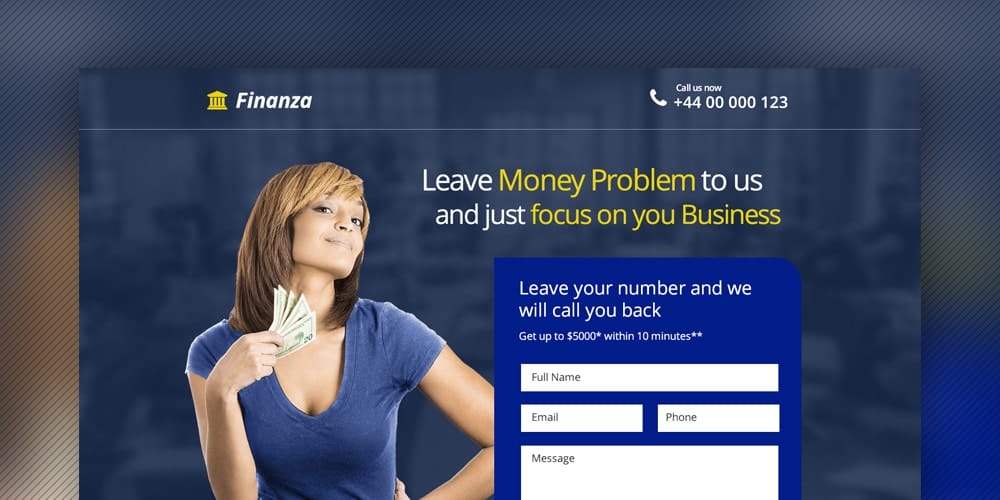 Finance and Banking Landing Page PSD