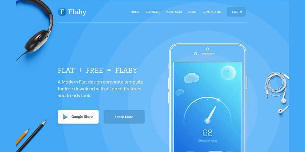 Flaby Free Flat Landing Page PSD