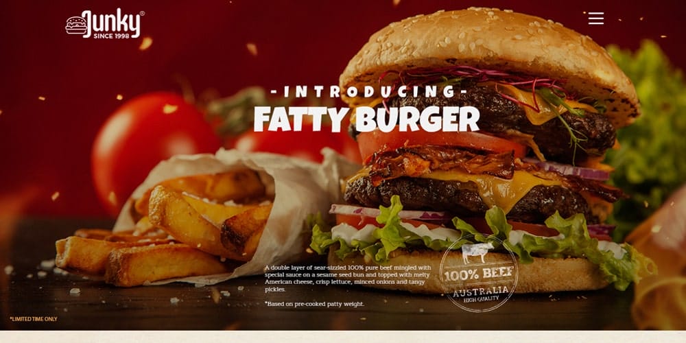  Free Burger Restaurant Web Template PSD