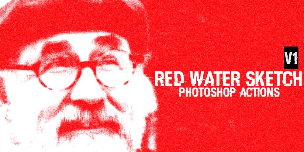 Free Red Water Sketch Photoshop Actions