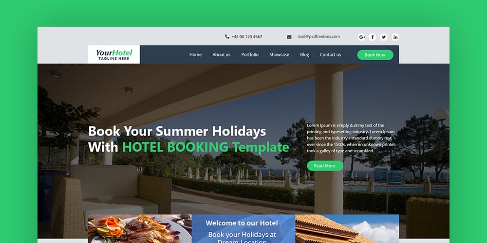 Hotel and Resort Booking Web Template PSD