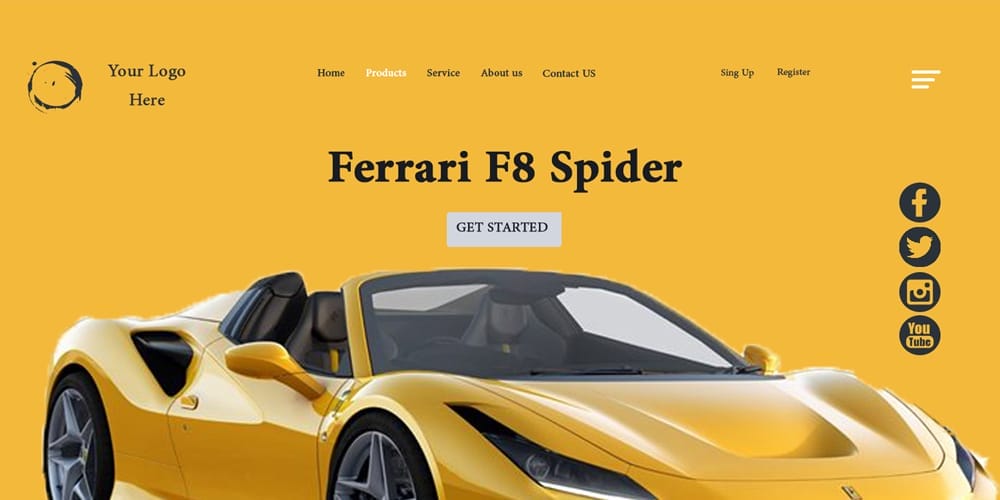 Lotus Headers Car for Landing Pages