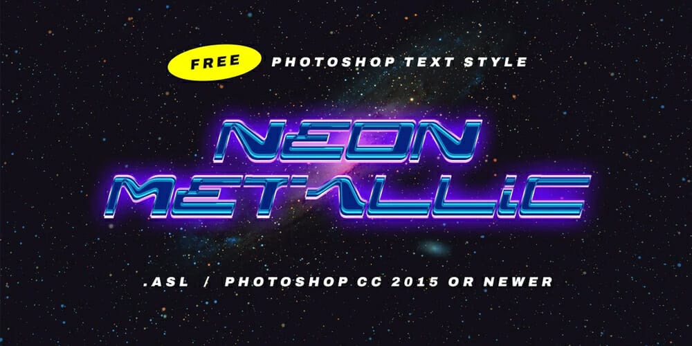 Latest Free Photoshop Text Styles & Effects 135 Neon Metallic Photoshop Text Style