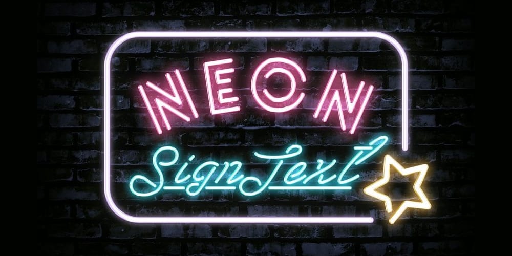 Latest Free Photoshop Text Styles & Effects 126 Neon Sign Text Effect