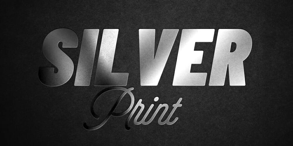 Latest Free Photoshop Text Styles & Effects 51 Print Silver Pressed Text Effect