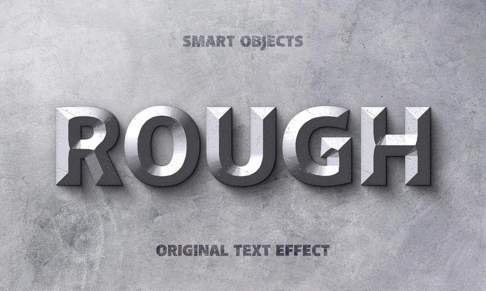 Rough Silver Steel Text Effect PSD