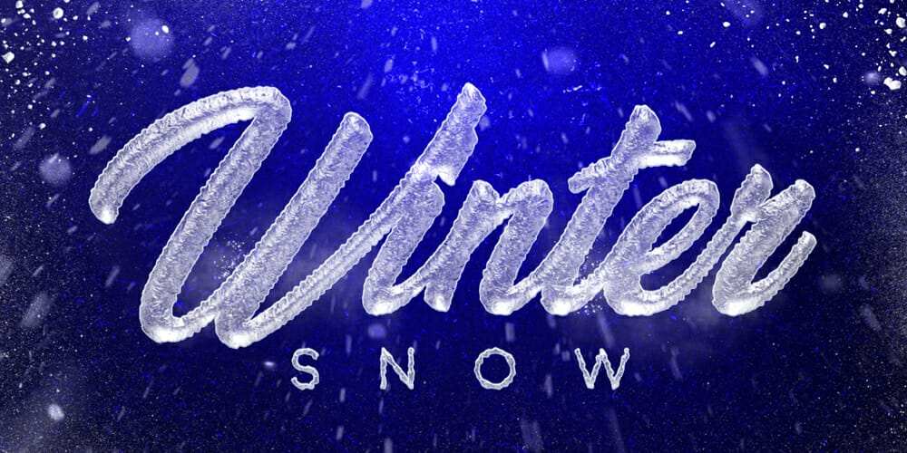 Latest Free Photoshop Text Styles & Effects 83 Snow Winter Text Effect