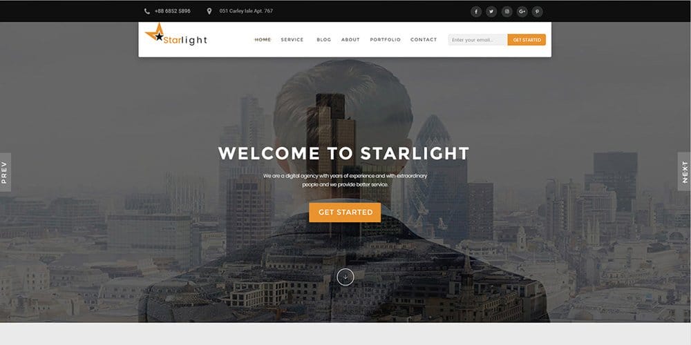 Starlight Free Corporate Portfolio Template PSD