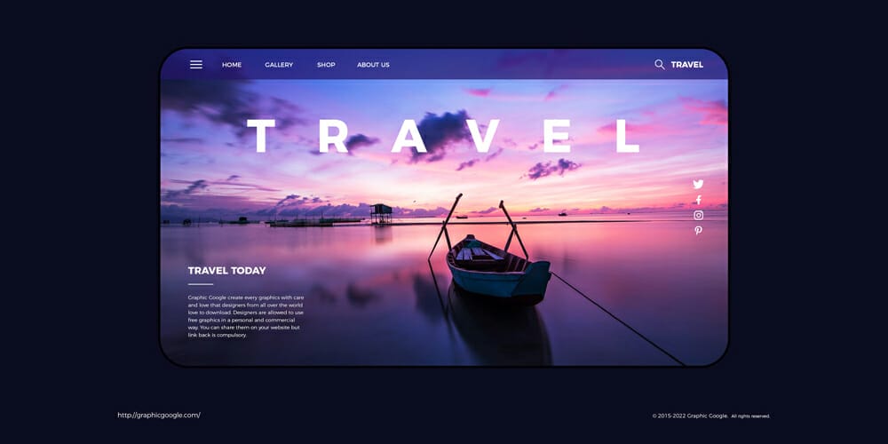 Travel Landing Page UI PSD