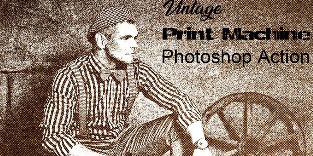 Vintage Print Machine Photoshop Action