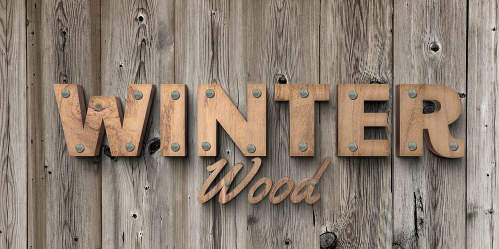 Latest Free Photoshop Text Styles & Effects 41 Winter Wood Text Effect