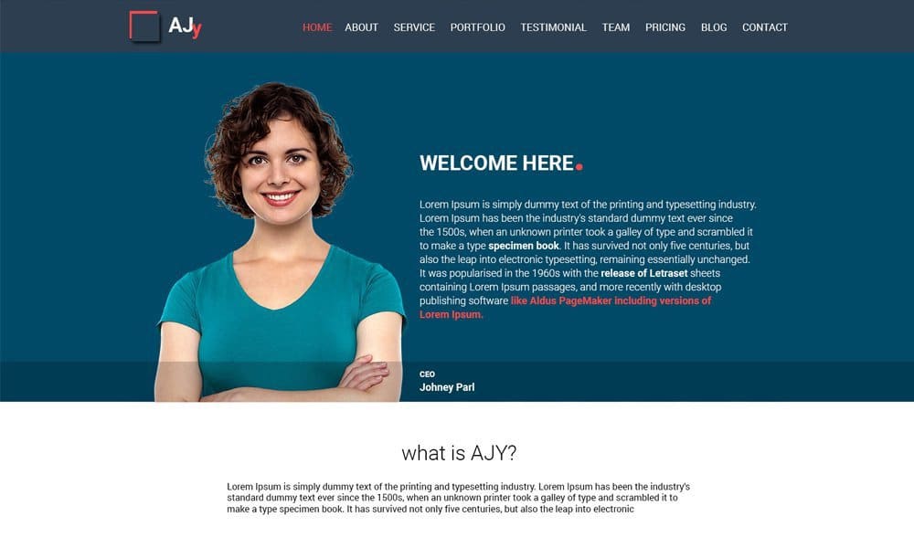 AJy – One Page Bootstrap HTML Template