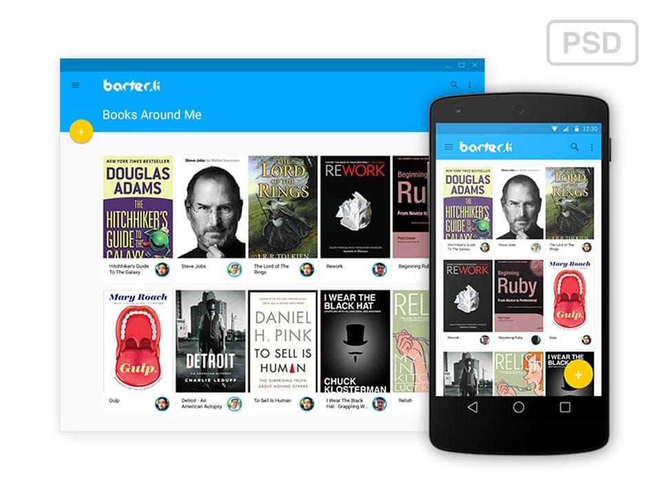 Barter.li - Android L Web and Mobile Interface
