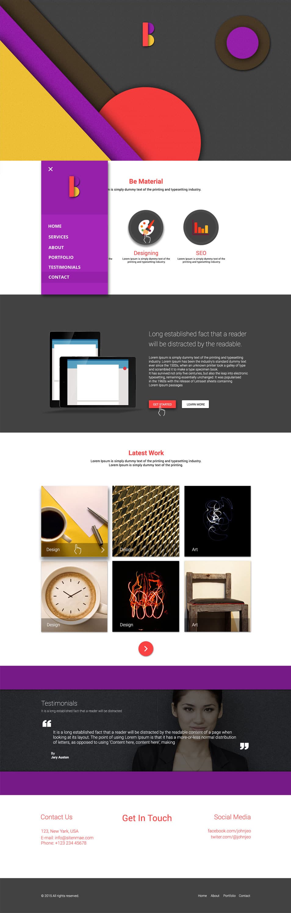 Be Material – One Page Material Design Psd Template