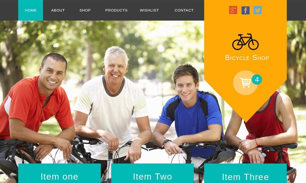 Bicycle Shop – Free E Commerce Web Template PSD