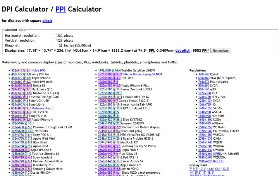 DPI Calculator / PPI Calculator