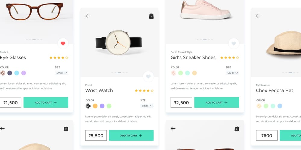ECommerce Mobile App Product Screens