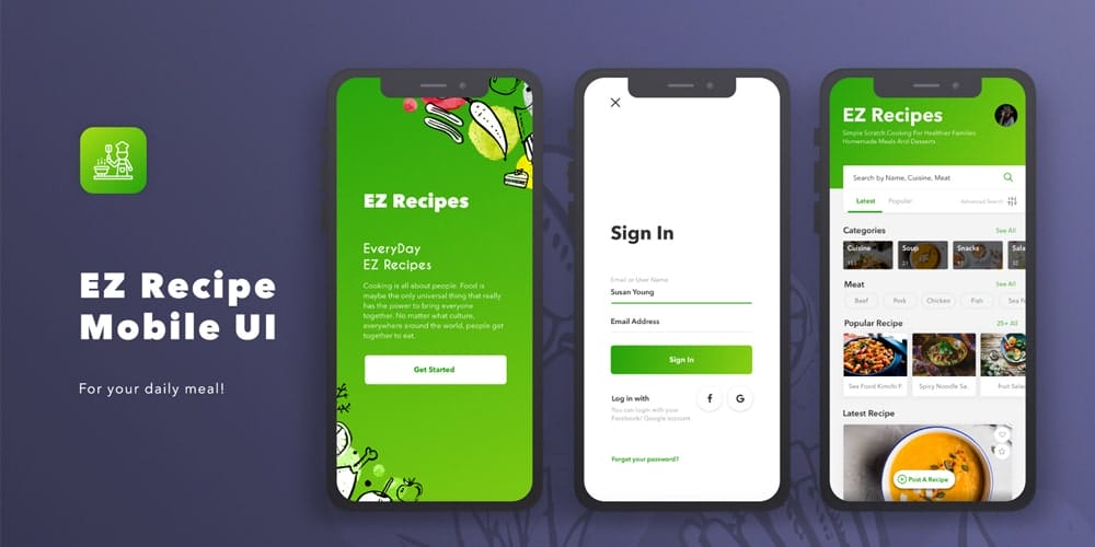 EZ Recipes App UI