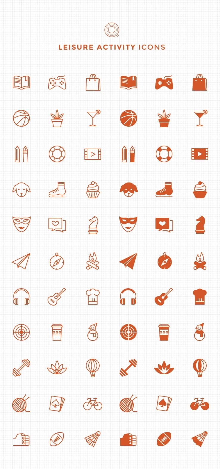 Free Line and Filled Leisure Activity Icons