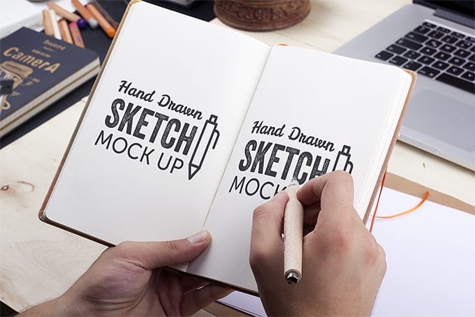Hand-Drawn Sketch Mockup PSD