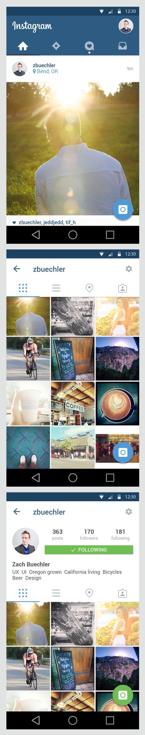 Instagram Material Design PSD
